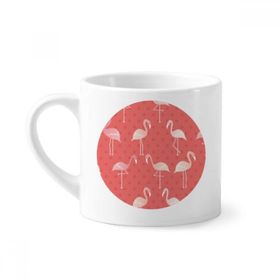 Dıythinker 170 ml Beyaz Flamingo Desenli Pembe Renkli Mini Kahve Seramik Kupa