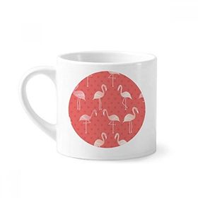 Dıythinker 170 ml Beyaz Flamingo Desenli Pembe Renkli Mini Kahve Seramik Kupa