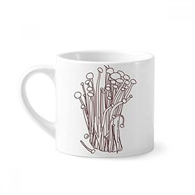 Dıythinker 170 ml Beyaz Flammulina Velutipes Mantar Desenli Mini Kahve Seramik Kupa
