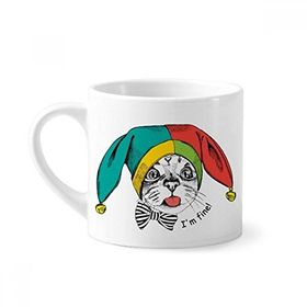 Dıythinker 170 ml Beyaz Foolscap I'm Fine Cat Protect Animal Mini Kahve Seramik Kupa