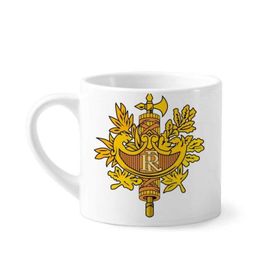 Dıythinker 170 ml Beyaz Fransa Avrupa Ulusal Amblem Mini Kahve Seramik Kupa
