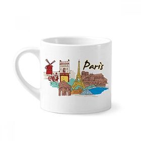 Dıythinker 170 ml Beyaz Fransa Paris Eyfel Kulesi Suluboya Mini Kahve Seramik Kupa
