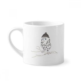 Dıythinker 170 ml Beyaz Freehand Sketch Owl Head Mini Kahve Seramik Kupa