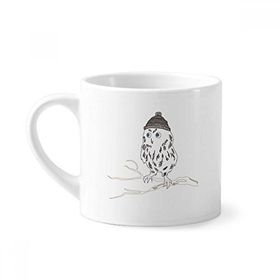 Dıythinker 170 ml Beyaz Freehand Sketch Owl Head Mini Kahve Seramik Kupa