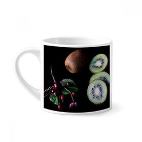 Dıythinker 170 ml Beyaz Fresh Fruits Kiwifruit Kiraz Resmi Mini Kahve Seramik Kupa
