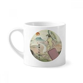 Dıythinker 170 ml Beyaz Fuji Dağı Japon Ukiyo-e Japon Mini Kahve Seramik Kupa