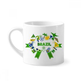 Dıythinker 170 ml Beyaz Futbol Brezilya Kültürel Mini Kahve Seramik Kupa