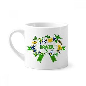 Dıythinker 170 ml Beyaz Futbol Brezilya Kültürel Mini Kahve Seramik Kupa