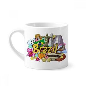 Dıythinker 170 ml Beyaz Futbol Oscar Niemeyer Brezilya Grafiti Mini Kahve Seramik Kupa