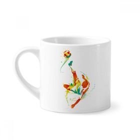 Dıythinker 170 ml Beyaz Futbol Oyuncusu Bisiklet Tekme Desenli Mini Kahve Seramik Kupa