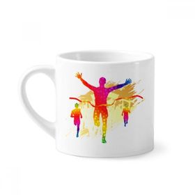 Dıythinker 170 ml Beyaz Futbol Oyuncusu Kale Şerefe Desenli Mini Kahve Seramik Kupa