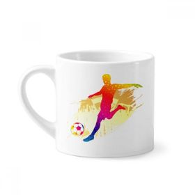 Dıythinker 170 ml Beyaz Futbol Sporcuları Çekim Gösterişli Mini Kahve Seramik Kupa