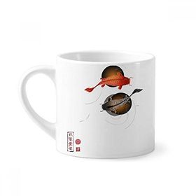 Dıythinker 170 ml Beyaz Geleneksel Çin Balık Şanslı Mini Kahve Seramik Kupa