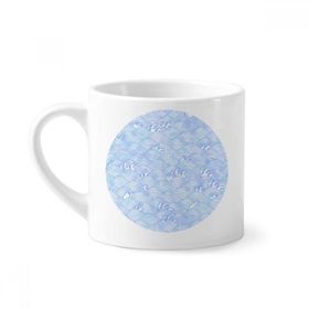 Dıythinker 170 ml Beyaz Geometri Mavi Dalgalar Desenli Japon Mini Kahve Seramik Kupa