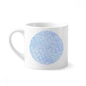 Dıythinker 170 ml Beyaz Geometri Mavi Dalgalar Desenli Japon Mini Kahve Seramik Kupa
