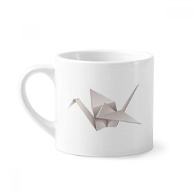 Dıythinker 170 ml Beyaz Geometrik Origami Soyut Vinç Desenli Mini Kahve Seramik Kupa