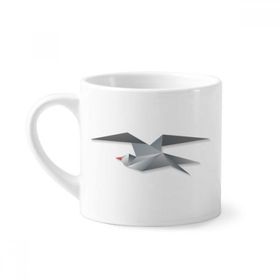 Dıythinker 170 ml Beyaz Geometrik Soyut Karga Origami Desenli Mini Kahve Seramik Kupa