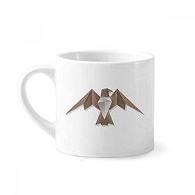 Dıythinker 170 ml Beyaz Geometrik Soyut Kartal Origami Desenli Mini Kahve Seramik Kupa