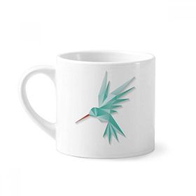 Dıythinker 170 ml Beyaz Geometrik Soyut Kuş Origami Desenli Mini Kahve Seramik Kupa