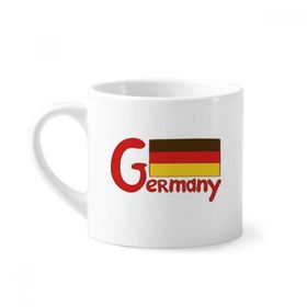Dıythinker 170 ml Beyaz Germary Ulusal Bayrak Kırmızı Desenli Mini Kahve Seramik Kupa