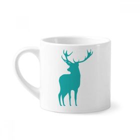 Dıythinker 170 ml Beyaz Geyik Hayvan Mavi Ahşap Tahıl Mini Kahve Seramik Kupa