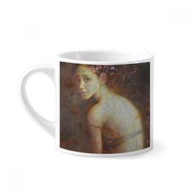 Dıythinker 170 ml Beyaz Glance Back XJJ Yağlı Boya Mini Kahve Seramik Kupa