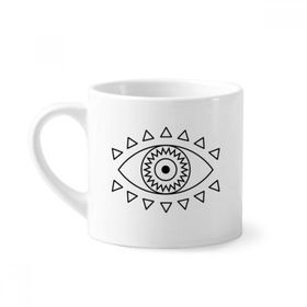 Dıythinker 170 ml Beyaz Göz Totem Geometri Desenli Mini Kahve Seramik Kupa