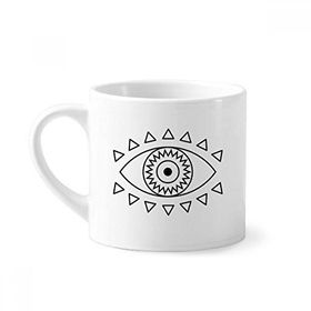 Dıythinker 170 ml Beyaz Göz Totem Geometri Desenli Mini Kahve Seramik Kupa
