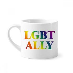 Dıythinker 170 ml Beyaz Gradyan LGBT Ally Gökkuşağı Homo Mini Kahve Seramik Kupa