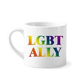 Dıythinker 170 ml Beyaz Gradyan LGBT Ally Gökkuşağı Homo Mini Kahve Seramik Kupa