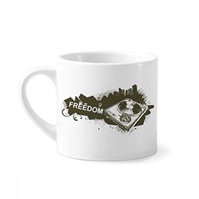 Dıythinker 170 ml Beyaz Graffiti Street Hip-Hop City Phonograph Mini Kahve Seramik Kupa