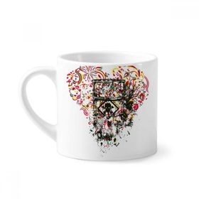 Dıythinker 170 ml Beyaz Grafiti Sokak Kalp Sanat İllüstrasyon Desen Mini Kahve Seramik Kupa