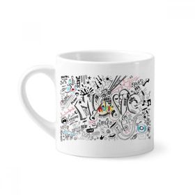Dıythinker 170 ml Beyaz Grafiti Sokak Kültürü Müzik Ses Hacimli Mini Kahve Seramik Kupa
