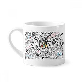 Dıythinker 170 ml Beyaz Grafiti Sokak Kültürü Müzik Ses Hacimli Mini Kahve Seramik Kupa