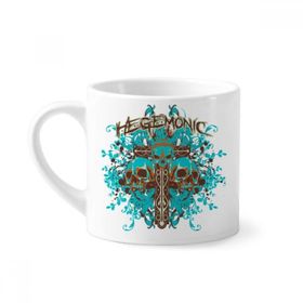 Dıythinker 170 ml Beyaz Grafiti Sokak Mavi Siyah Kafatası Mini Kahve Seramik Kupa
