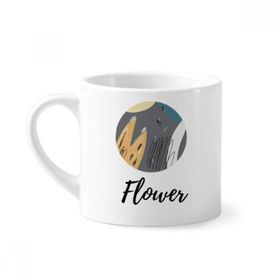 Dıythinker 170 ml Beyaz Gri Soyut Bitkiler Sanat Desenli Mini Kahve Seramik Kupa