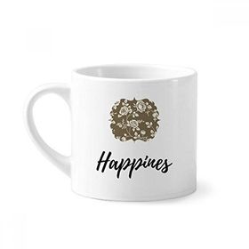 Dıythinker 170 ml Beyaz Gül Çizim Sanatı Bitki Çiçek Mini Kahve Seramik Kupa