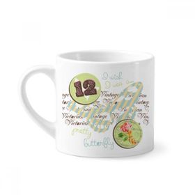 Dıythinker 170 ml Beyaz Gül Damgaları ve Kelebek Mini Kahve Seramik Kupa