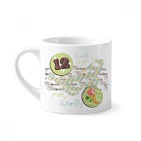 Dıythinker 170 ml Beyaz Gül Damgaları ve Kelebek Mini Kahve Seramik Kupa