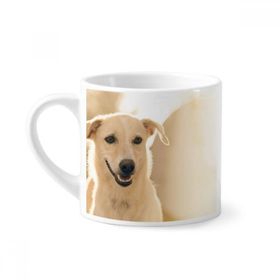 Dıythinker 170 ml Beyaz Gülümseme Beyaz Köpek Evcil Hayvan Resmi Mini Kahve Seramik Kupa