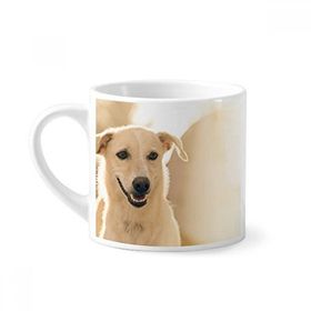 Dıythinker 170 ml Beyaz Gülümseme Beyaz Köpek Evcil Hayvan Resmi Mini Kahve Seramik Kupa