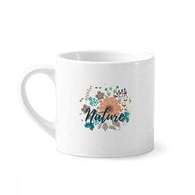 Dıythinker 170 ml Beyaz Güneş Çiçeği Çiçek Bitki Boyası Mini Kahve Seramik Kupa