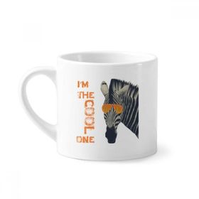 Dıythinker 170 ml Beyaz Güneş Gözlüğü Zebra Havalı Kahverengi Hayvan Mini Kahve Seramik Kupa