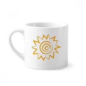 Dıythinker 170 ml Beyaz Güneş Işığı Sarı El Boyama Mini Kahve Seramik Kupa