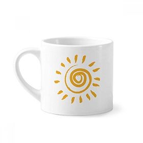 Dıythinker 170 ml Beyaz Güneş Işığı Sarı El Boyama Mini Kahve Seramik Kupa