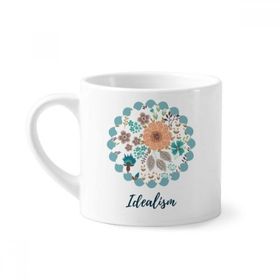 Dıythinker 170 ml Beyaz Güneş Turuncu Çiçek Bitki Boyası Mini Kahve Seramik Kupa