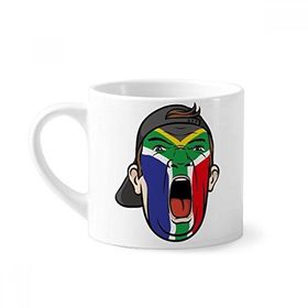 Dıythinker 170 ml Beyaz Güney Afrika Bayrağı Yüz Makyaj Şapkası Mini Kahve Seramik Kupa