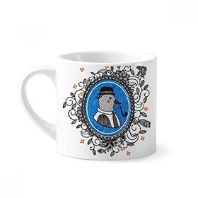 Dıythinker 170 ml Beyaz Güvercin Şapkası Çiçek Yaprağı Çizgi Film İllüstrasyon Mini Kahve Seramik Kupa