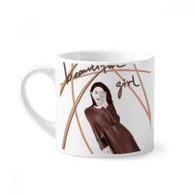 Dıythinker 170 ml Beyaz Güzel Kız Figür Sanat Tasarım İllüstrasyon Mini Kahve Seramik Kupa