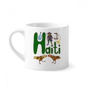 Dıythinker 170 ml Beyaz Haiti Ulusal Simge Simgesi Desenli Mini Kahve Seramik Kupa